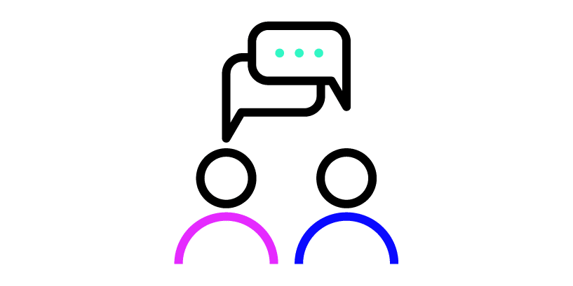 Icon of two people chatting