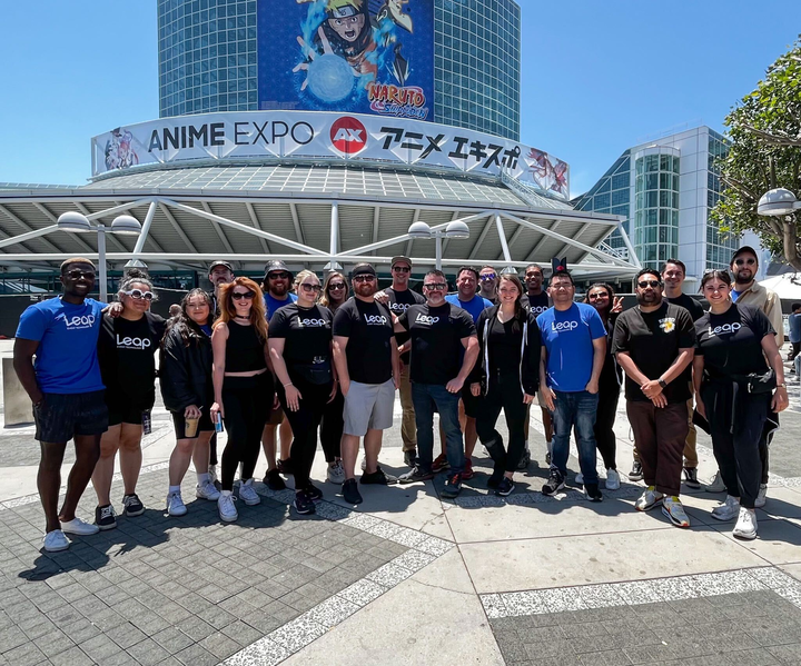 event operations team posing for group photo at Anime Expo