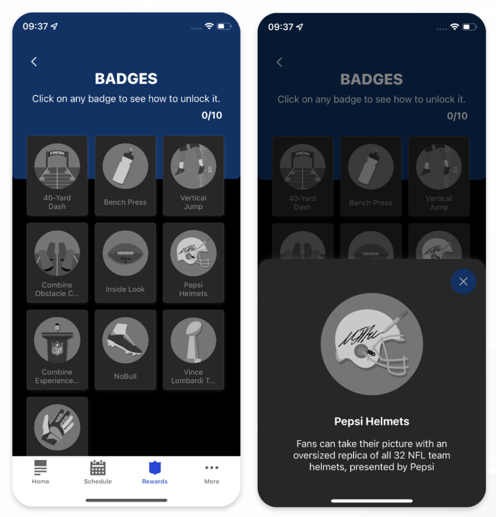Screenshot of a Leap Mobile App for a fictitious sports event