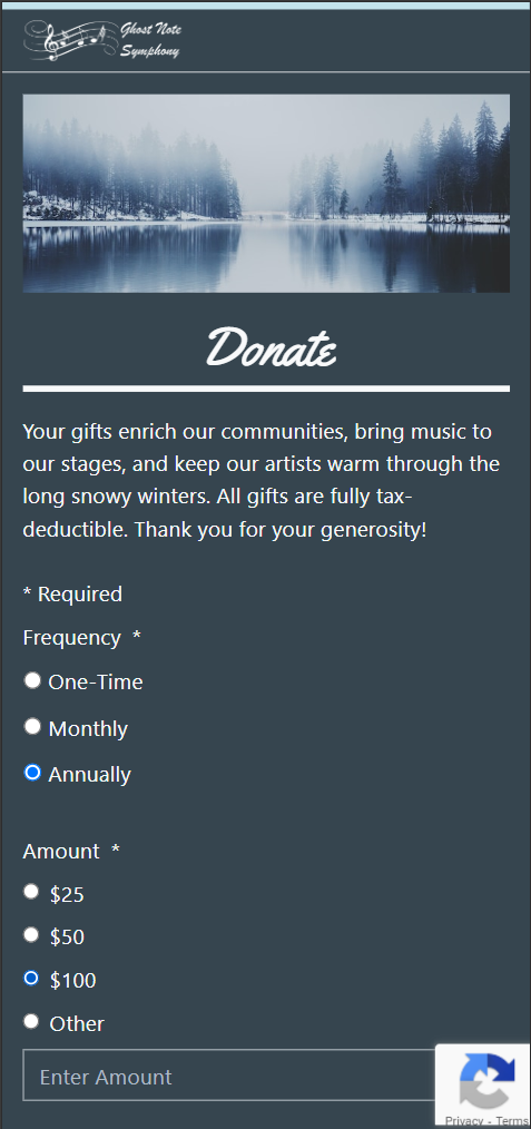 ghost note symphony donation form example